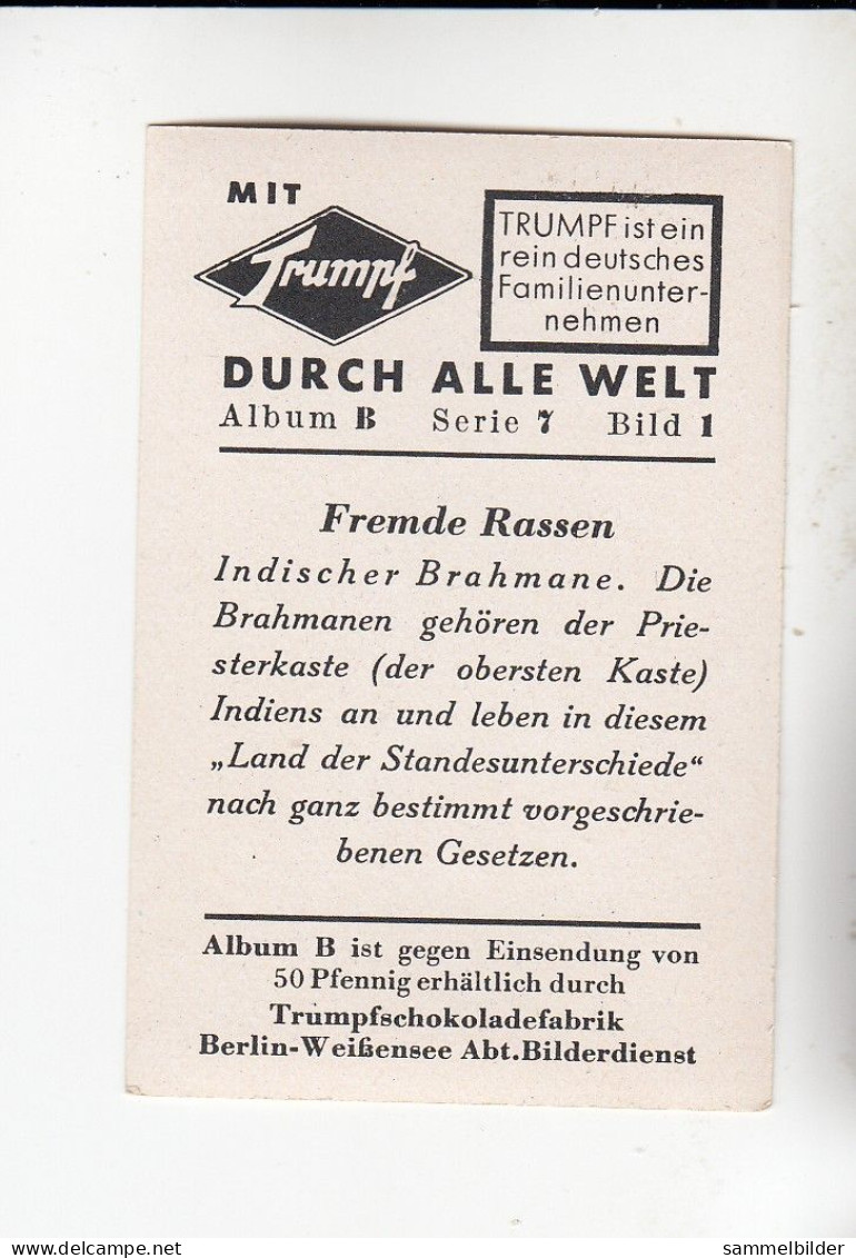 Mit Trumpf Durch Alle Welt  Fremde Rassen Indischer Brahmane   B Serie 7 #1 Von 1933 - Andere Merken