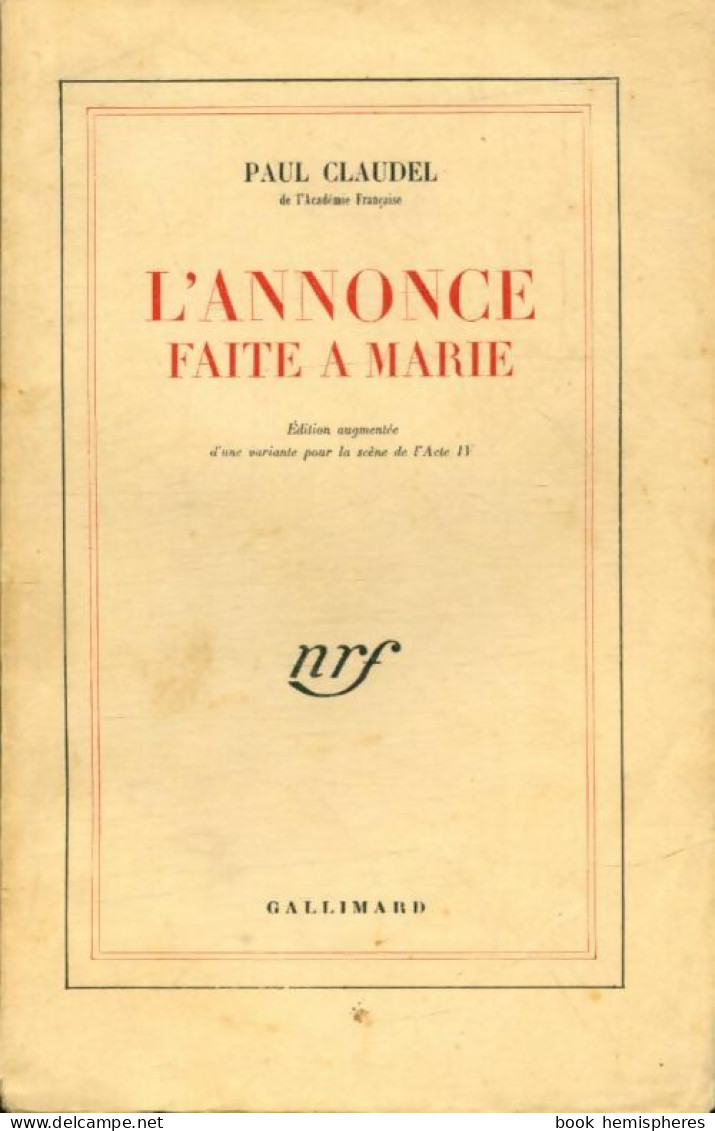 L'annonce Faite à Marie (1947) De Claudel Paul - Other & Unclassified