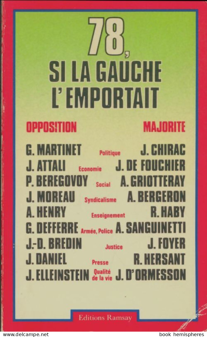 78, Si La Gauche L'emportait (1977) De Collectif - Politique