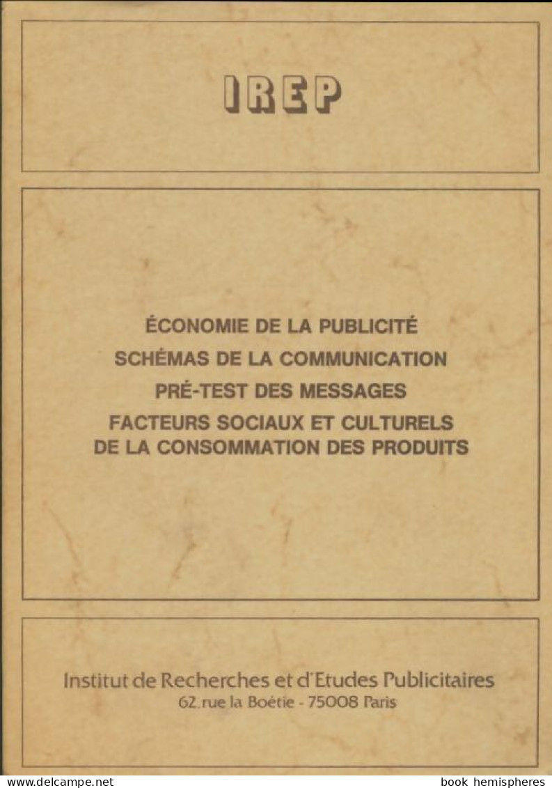 XVIIIe Journées D'études De L'IREP (1978) De Collectif - Handel