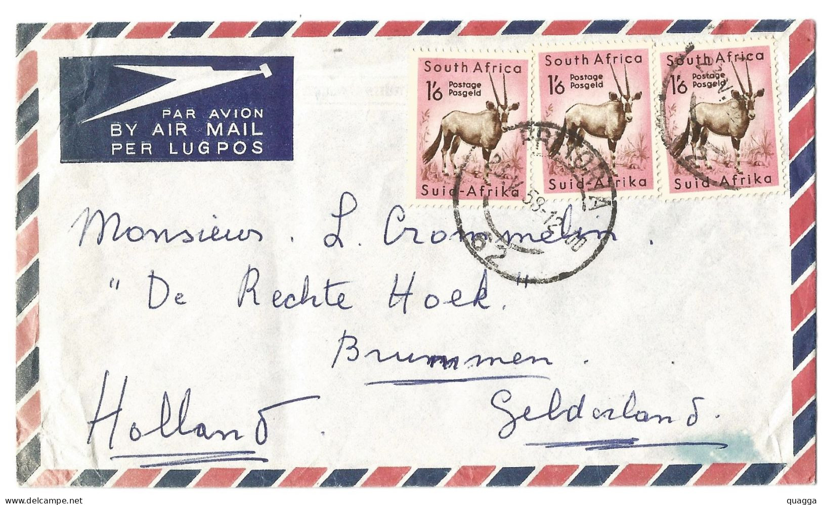 South Africa 1958. 1/6d Gemsbok On Cover. SG 161. - Storia Postale