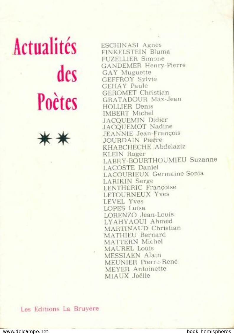Actualités Des Poètes Tome II (1981) De Collectif - Other & Unclassified