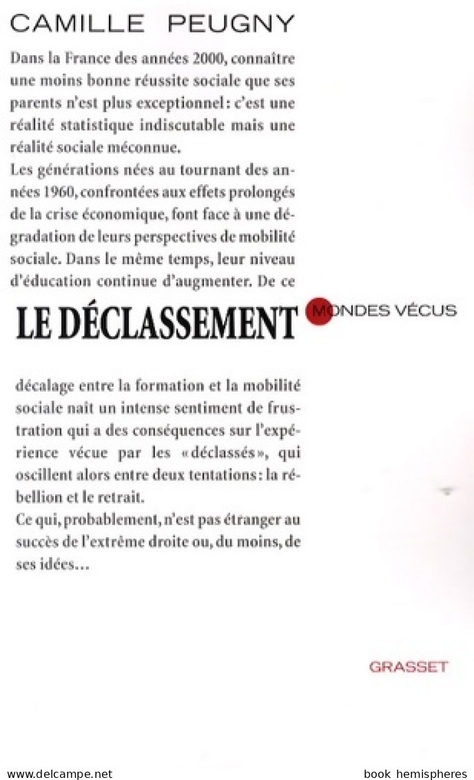 Le Déclassement (2009) De Camille Peugny - Sciences