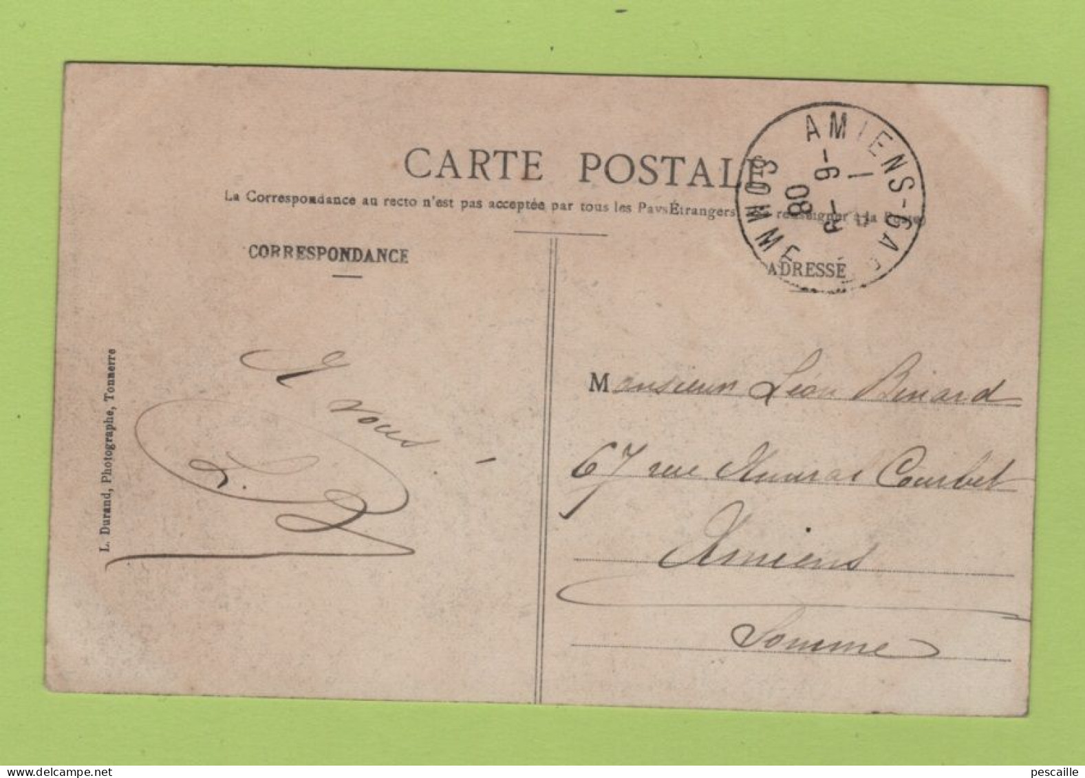 89 YONNE - CP CRUZY LE CHATEL - LES LARRIS - G. PRIEUR - CIRCULEE EN 1908 - Cruzy Le Chatel