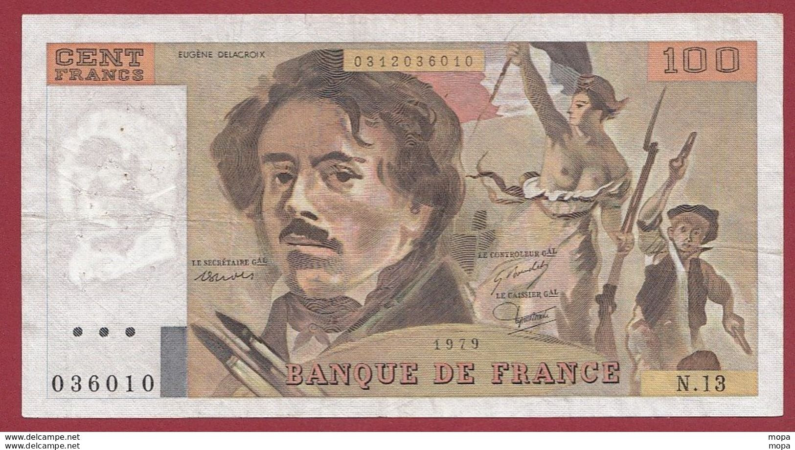 100 Francs "Delacroix" 1979---F/TTB+---ALPH.N.13--(4) - 100 F 1978-1995 ''Delacroix''