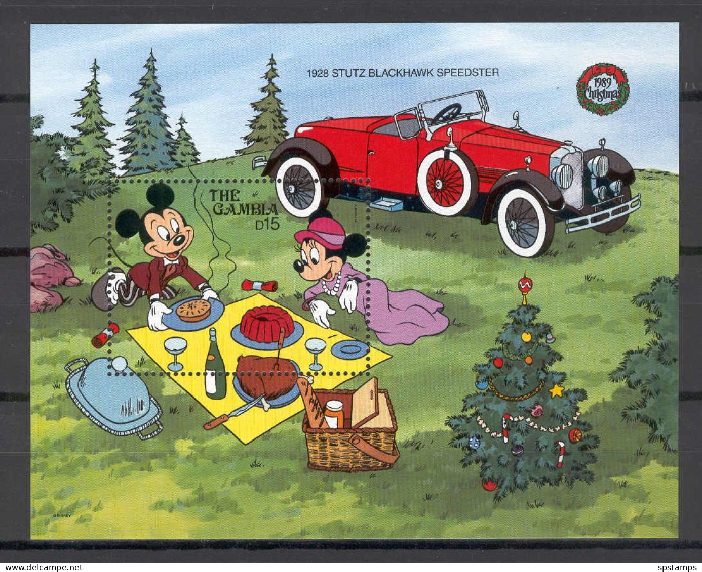 Disney Gambia 1989 Christmas - Old Cars #1 MS MNH - Disney