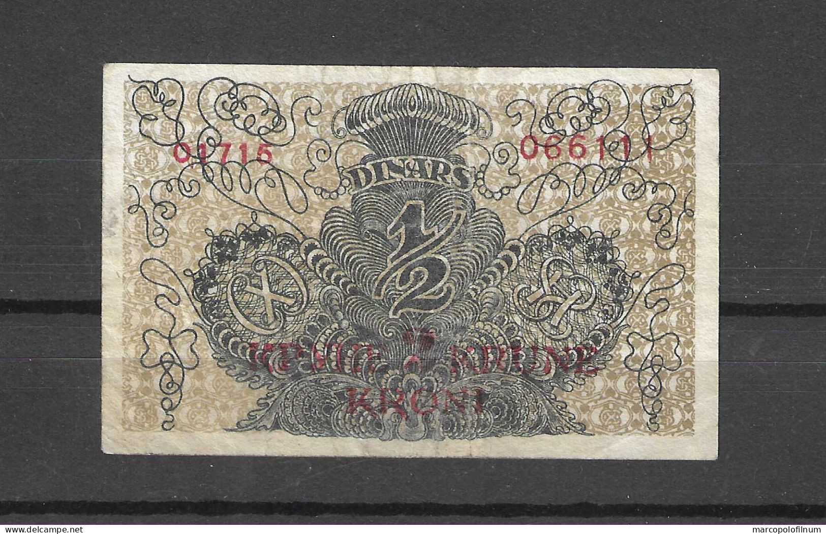 1919 - JUGOSLAVIA  - 2 KRUNE  -KRONI ON 1/2 DINARA  - BB - SPL- - Yougoslavie