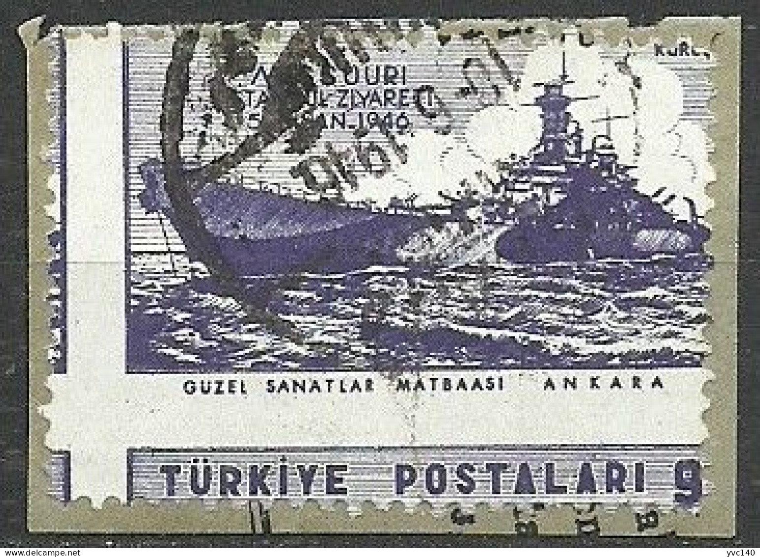 Turkey; 1946 U.S.S. Missouri Visit To Istanbul 9 K. "Shifted Perf." ERROR - Gebraucht