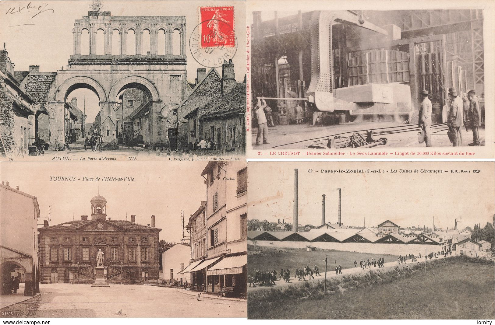 Destockage Lot De 22 Cartes Postales CPA Saone Et Loire Autun Le Creusot Usines Schneider Four Tournus Paray Le Monial - 5 - 99 Cartes