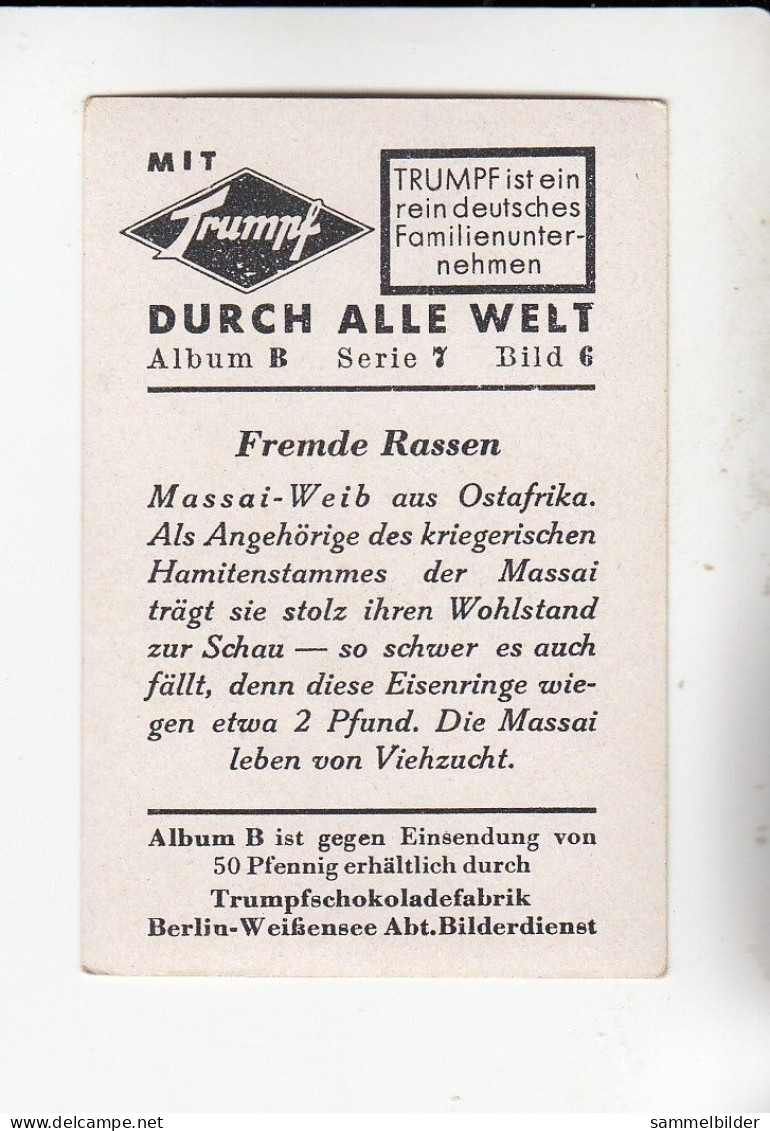 Mit Trumpf Durch Alle Welt  Fremde Rassen Massai - Weib Aus Ostafrika   B Serie 7 #6 Von 1933 - Autres Marques