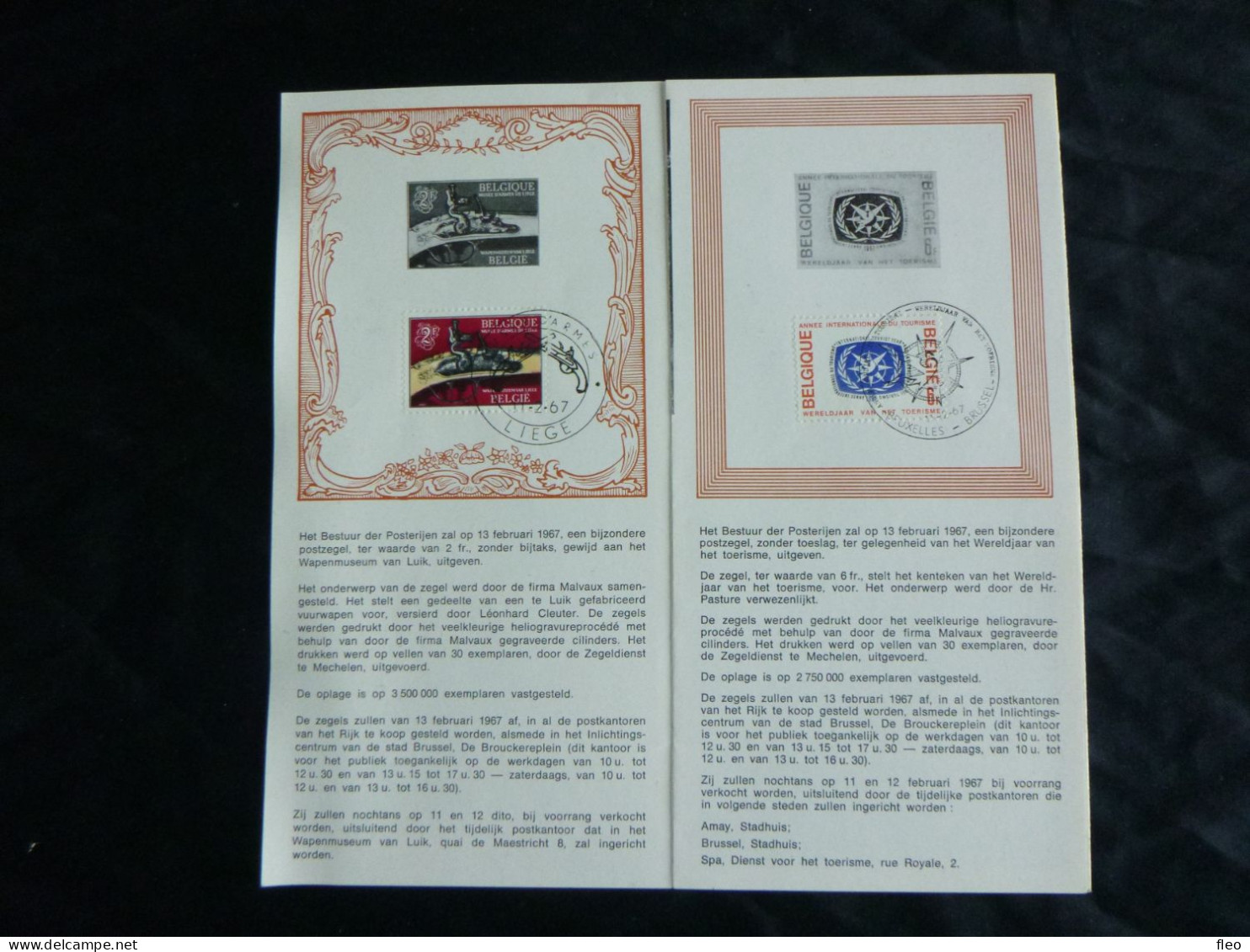 BELG.1967 1406 & 1407 FDC/Folder NL ( Kortrijk )  : " Musée D'armes/wapenmuseum & Wereldjaar Toerisme" - 1961-1970