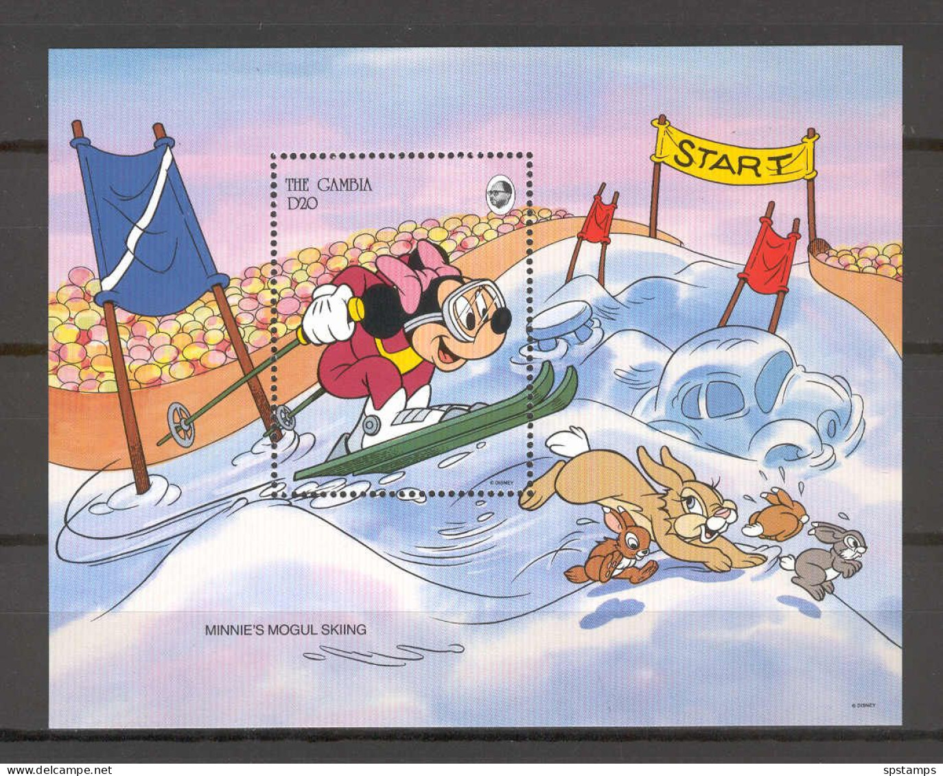 Disney Gambia 1993 Minnie's Mogul Skiing MS MNH - Disney