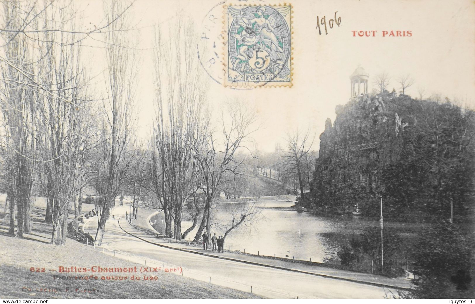 CPA. [75] > TOUT PARIS > N° 822 - BUTTES CHAUMONT PROMENADE AUTOUR DU LAC - (XIXe Arrt.) 1906 - Coll. F. Fleury - TBE - Arrondissement: 19