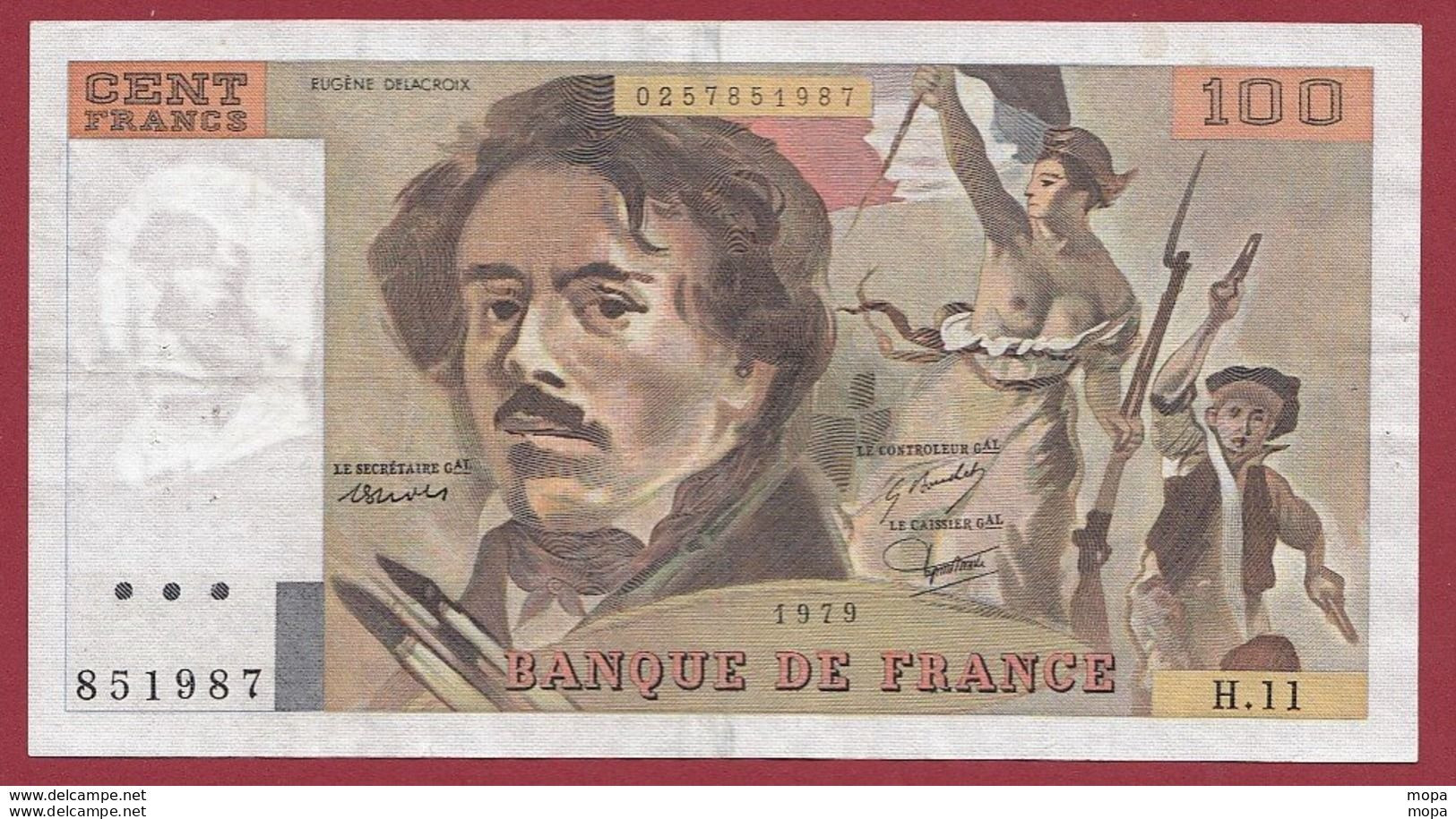 100 Francs "Delacroix" 1979 ---F/TTB+--ALPH .H.11--(6) - 100 F 1978-1995 ''Delacroix''