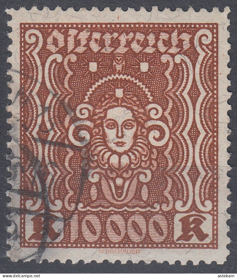 AUSTRIA 1922, SYMBOLS Of ART And SCIENCE, MiNo 408, SEPARATE USED STAMPS Of 10000.oo Kr. - Gebraucht