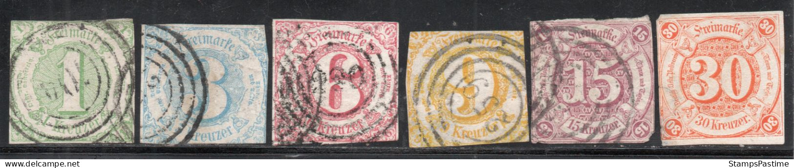ALEMANIA – THURN Y TAXIS SUR Serie Completa X 6 Sellos Usados CIFRAS Año 1859 – Valorizada En Catálogo € 374,25 - Gebraucht