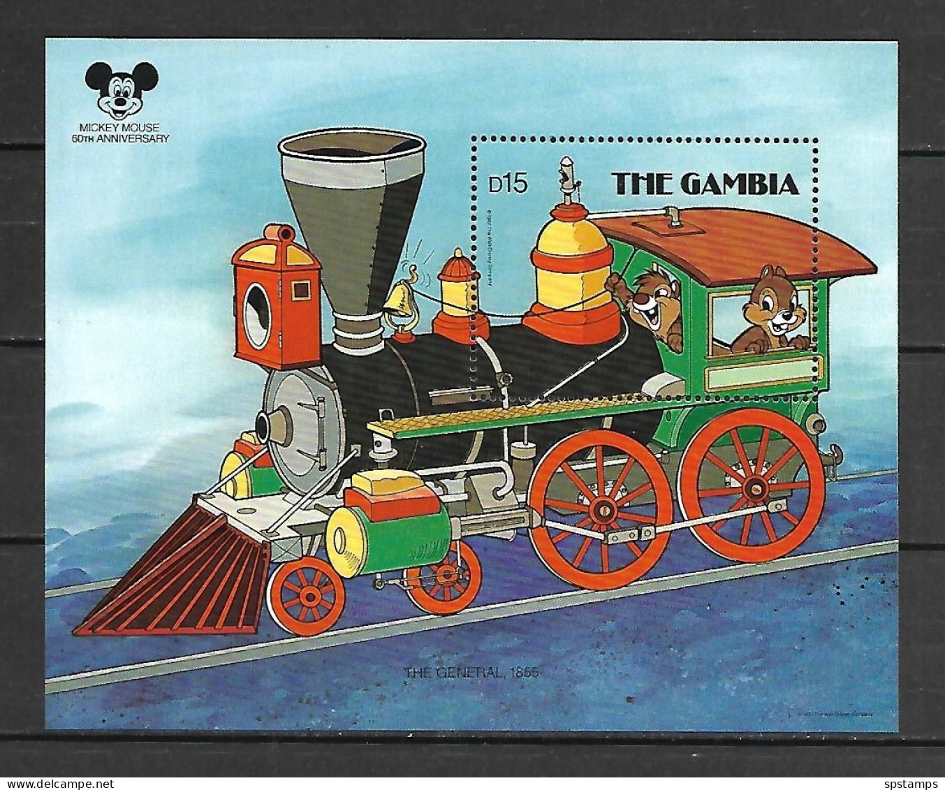 Disney Gambia 1987 Trains - The General MS MNH - Disney