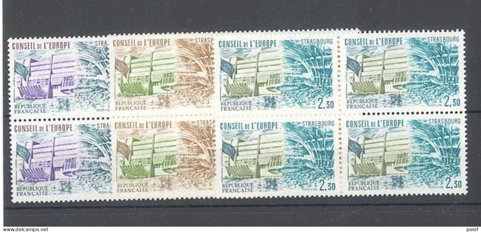 TIMBRE DE SERVICE - Conseil De L' Europe  -3 Blocs De 4 Timbres - Yvert 65 à 67 - Neuf Sans Trace De Charnière - Mint/Hinged