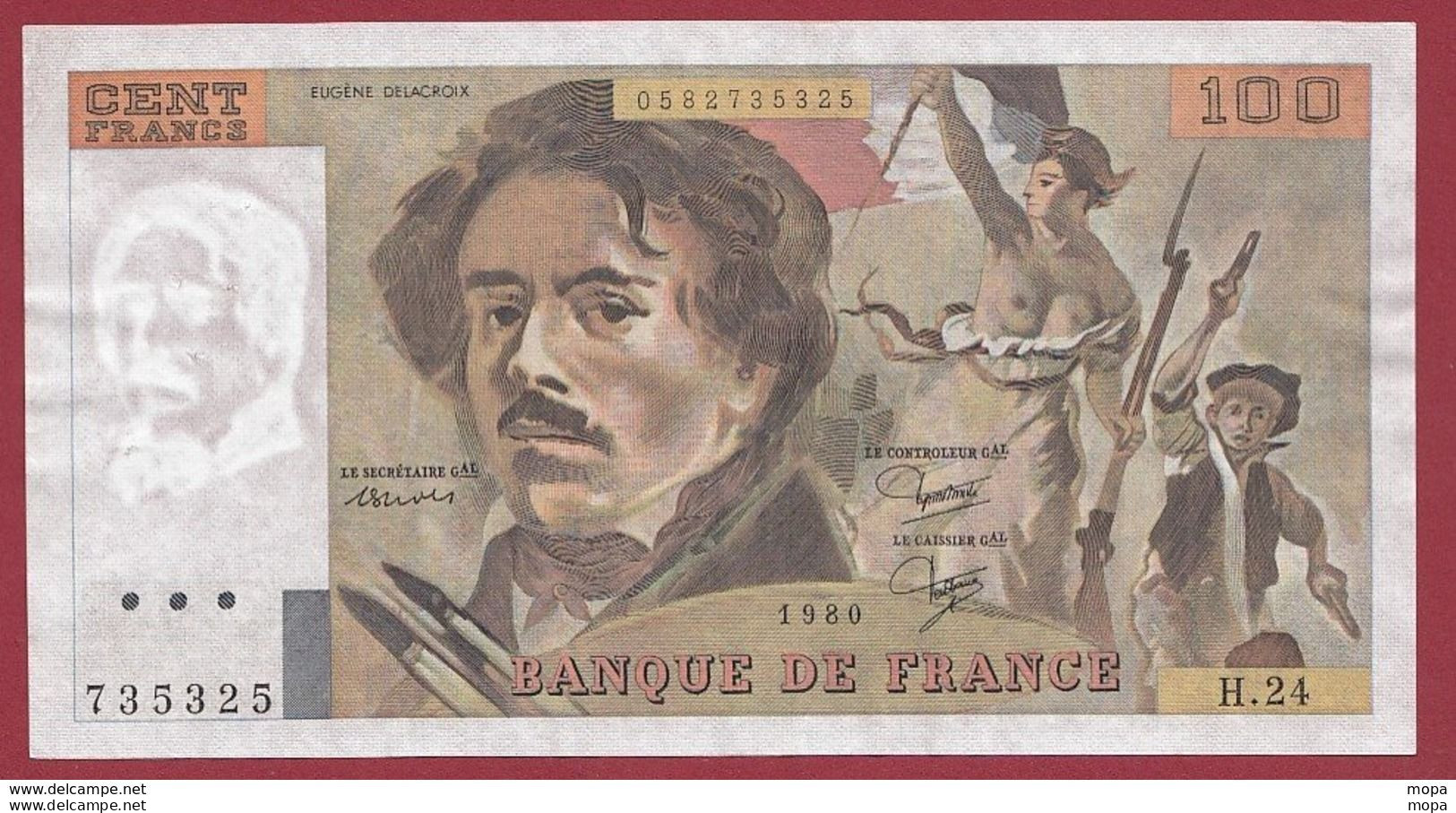 100 Francs "Delacroix" 1980 ---TTB+--ALPH .H.24--(8) - 100 F 1978-1995 ''Delacroix''