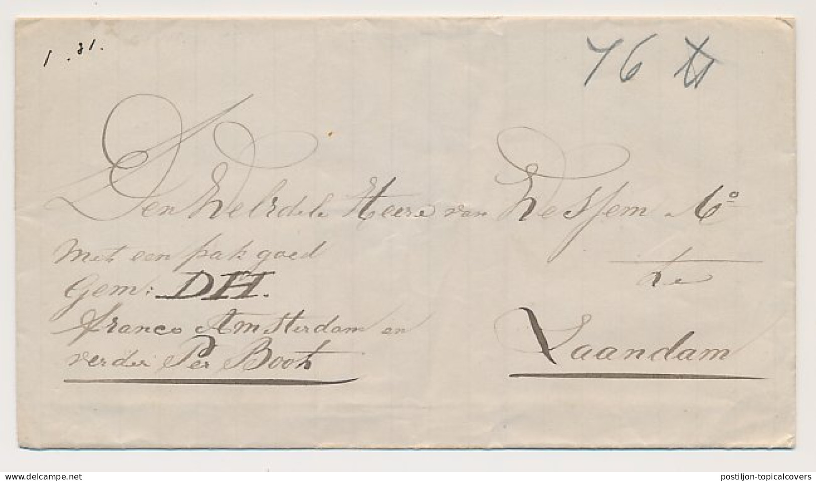 Scherpenzeel - Zaandam 1878 - Franco Amsterdam - Verder Per Boot - ...-1852 Voorlopers
