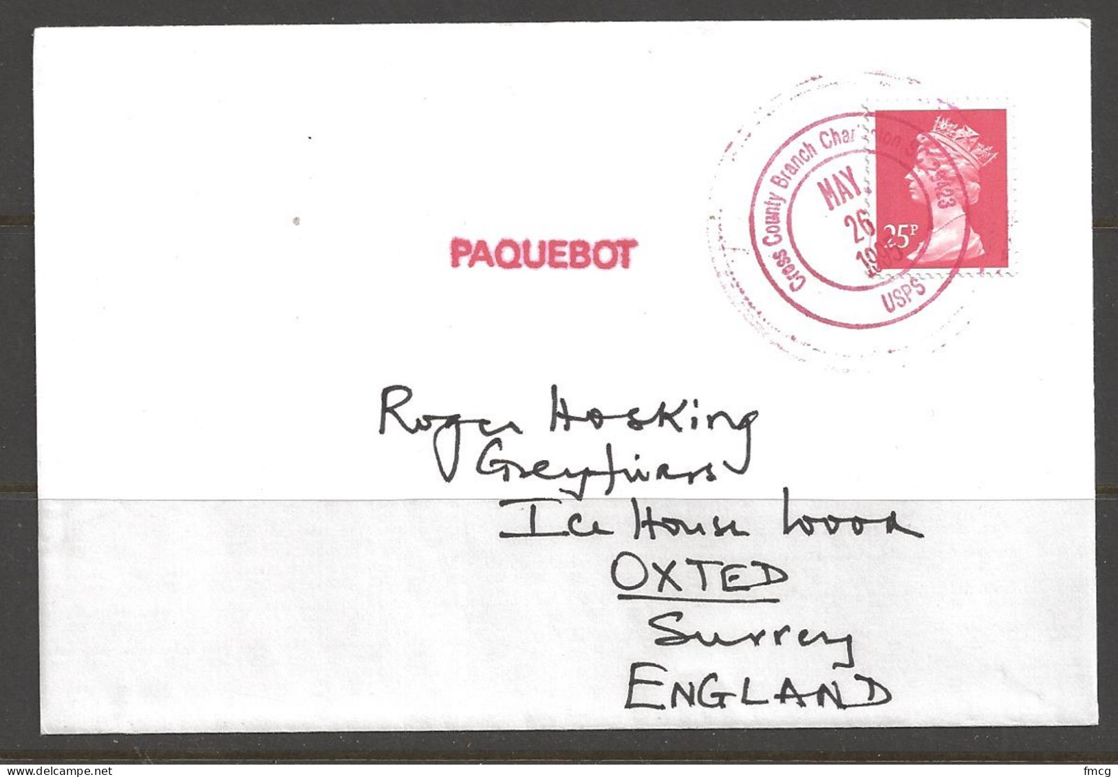 1995 Paquebot Cover, British Stamp Used In Charleston South Carolina (May 26) - Briefe U. Dokumente
