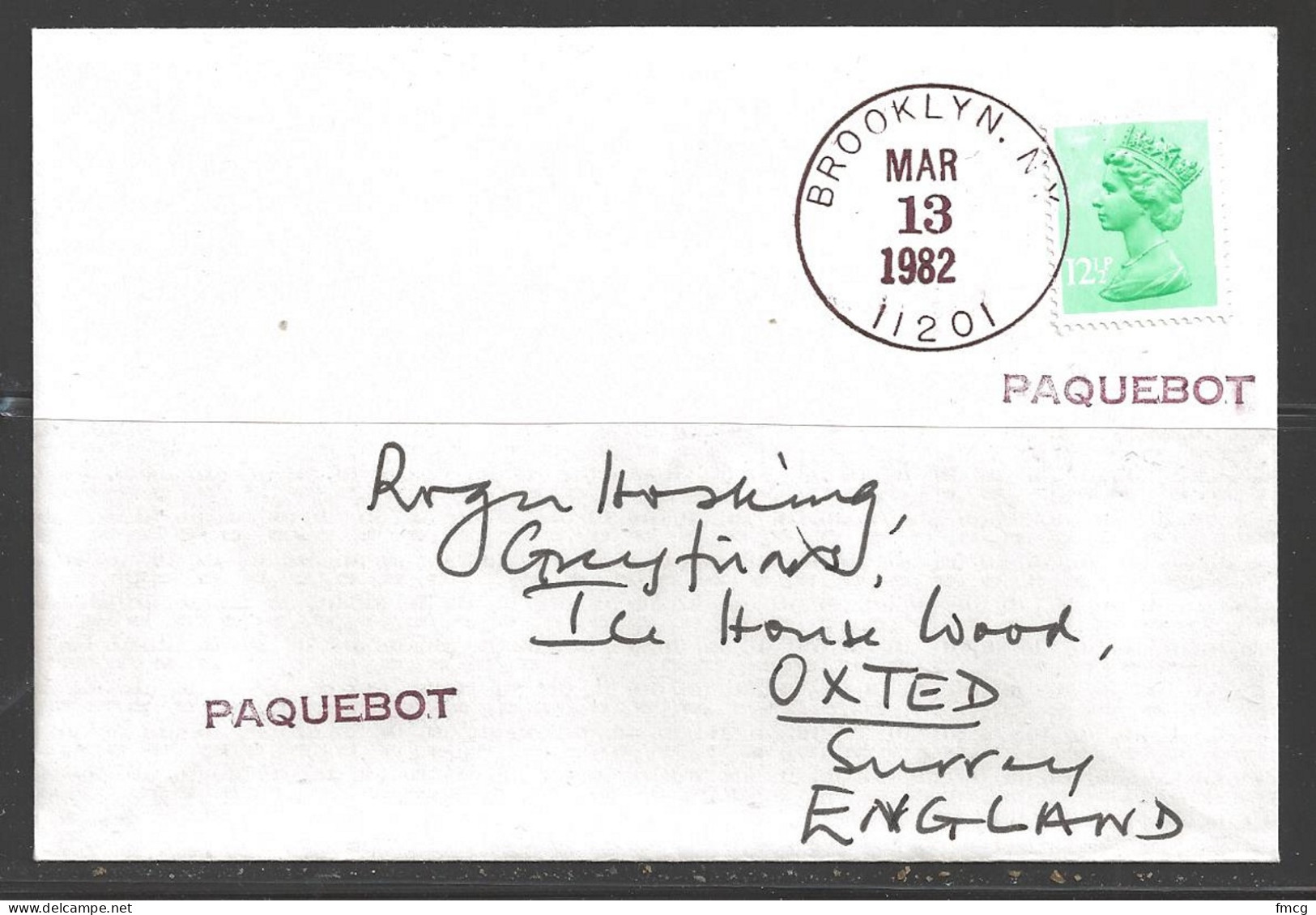 1982 Paquebot Cover, British Stamp Used In Brooklyn New York (Mar 13) - Covers & Documents