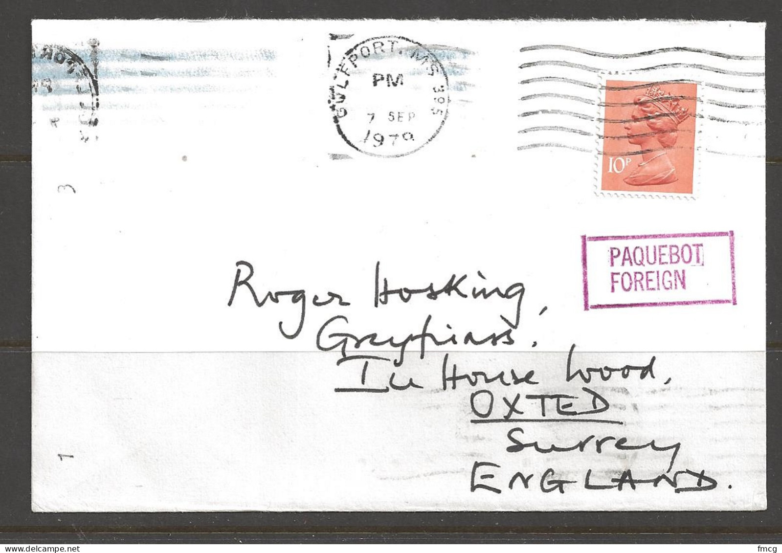 1979 Paquebot Cover, British Stamp Used In Gulfport, Mississippi (7 Sep) - Storia Postale