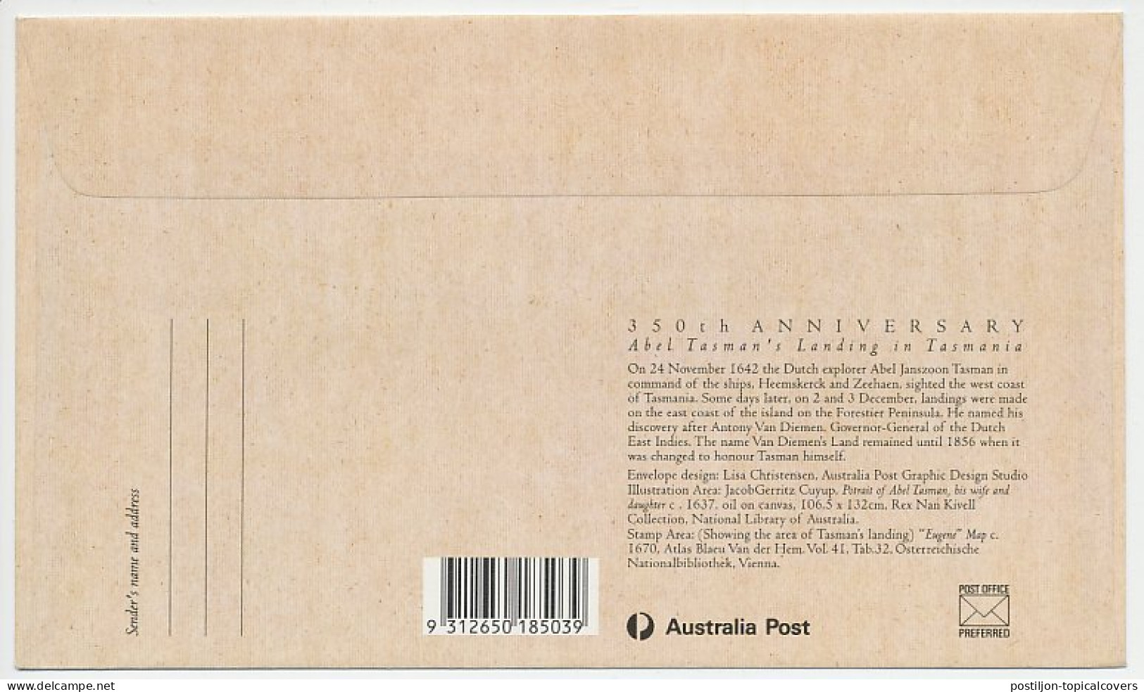 Postal Stationery Australia 1992 Abel Tasman - Atlas Blaeu - Explorateurs