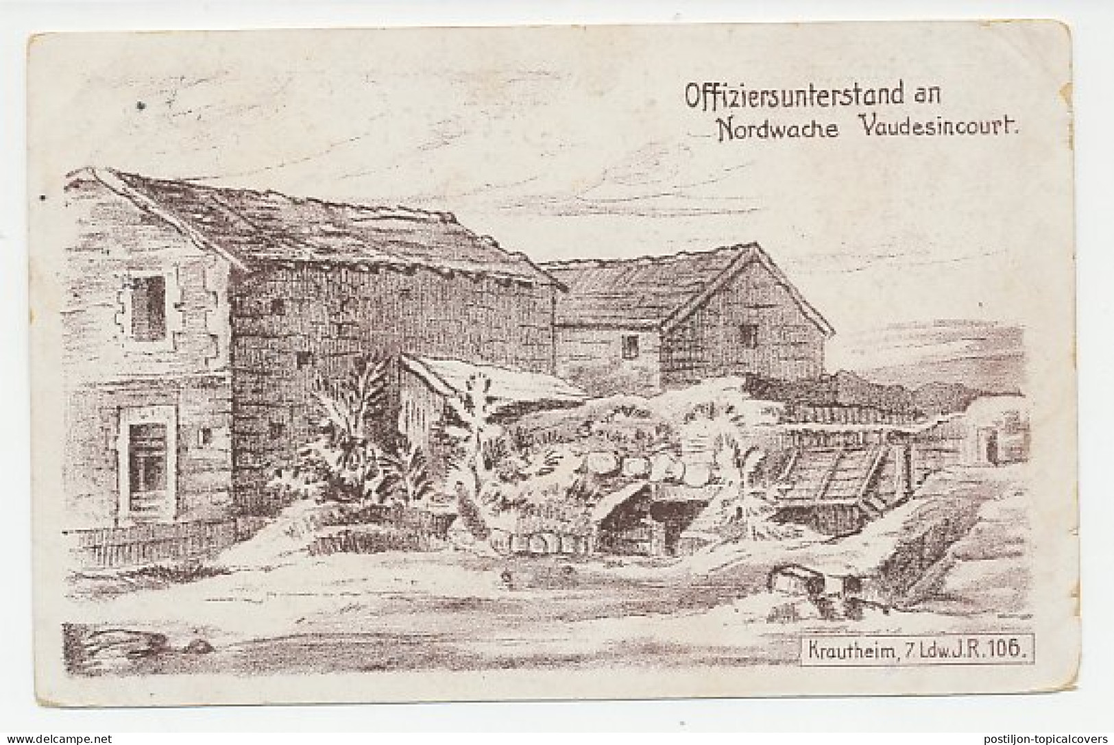 Fieldpost Postcard Germany / France 1915 War Violence - Vaudesincourt - WWI - WO1