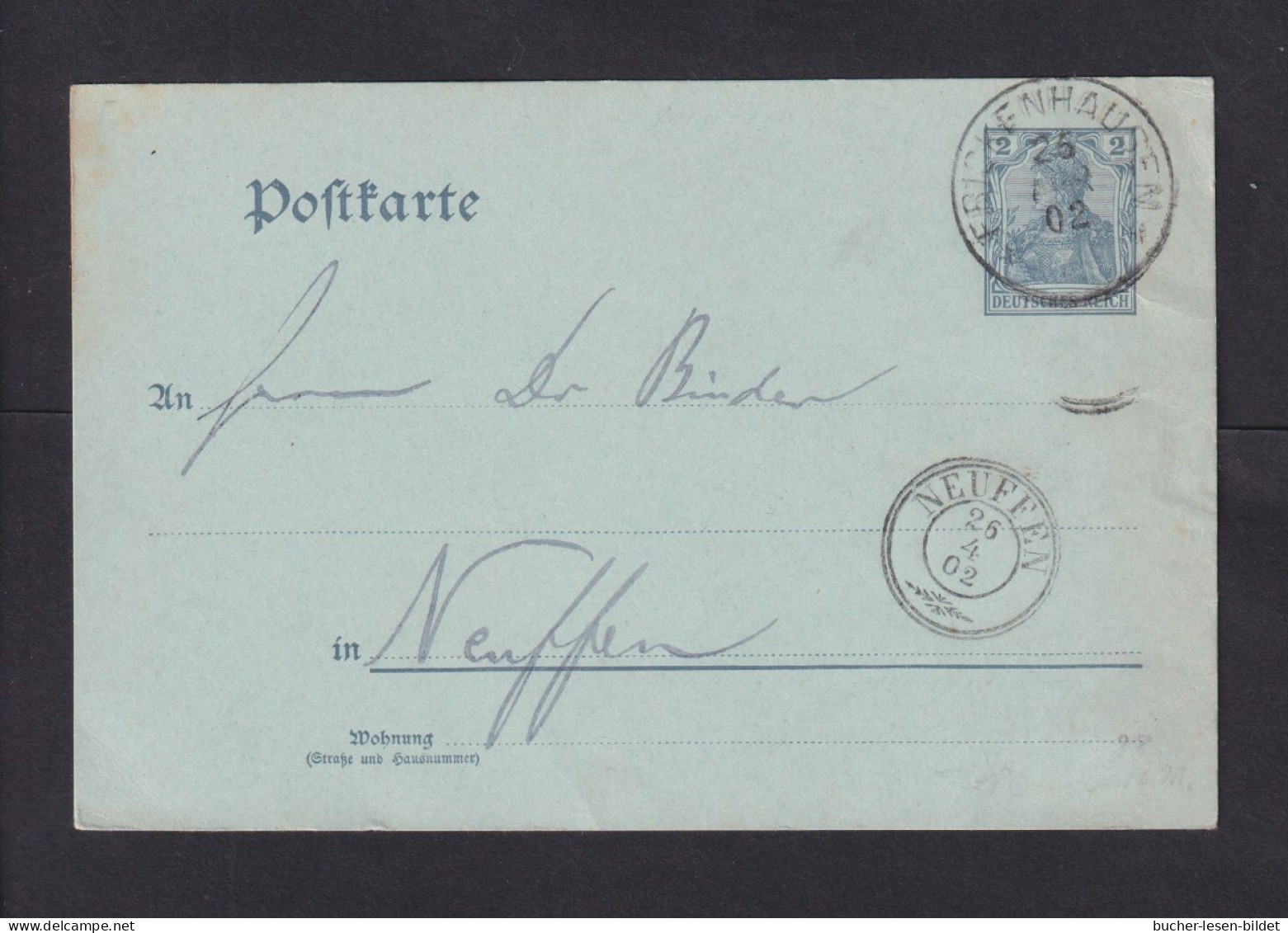 1902 - 3-Ringstempel "NEUFFEN" Auf 2 Pf. Ganzsache Aus Friedrichshafen - Andere & Zonder Classificatie