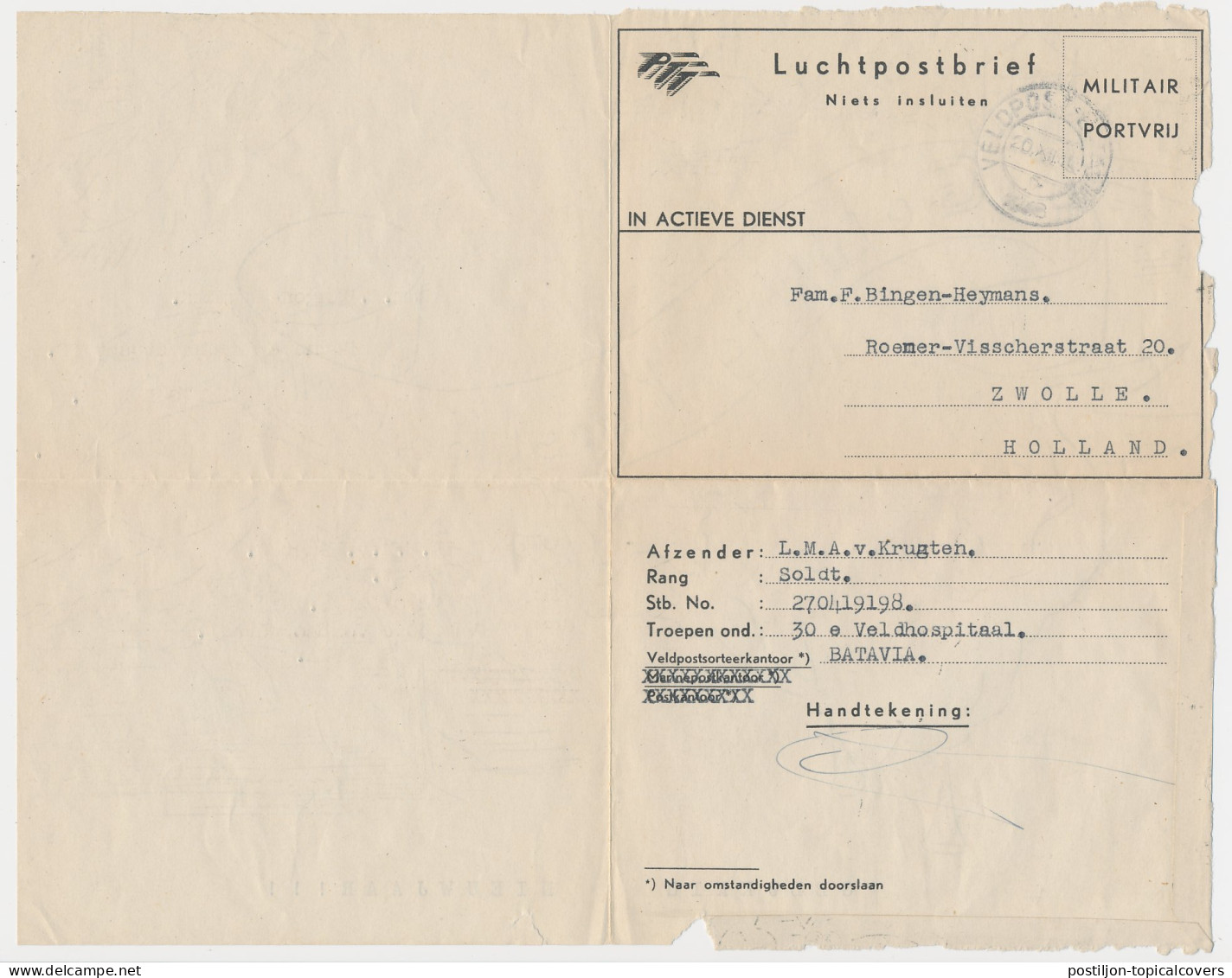 OAS Illustrated Military Airmail Letter Netherlands Indies 1948  - Nederlands-Indië