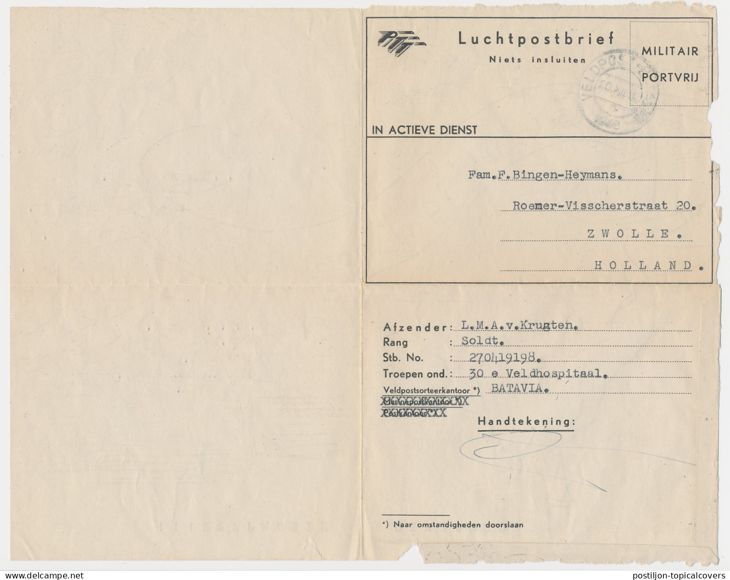 OAS Illustrated Military Airmail Letter Netherlands Indies 1948  - Indes Néerlandaises