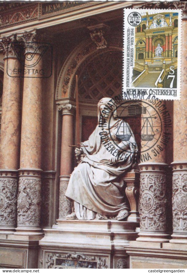 X0158 Austria, Maximum 1984 Iba Congress,Statue Of Justitia In The Vienna Palace Of Justice - Maximumkaarten