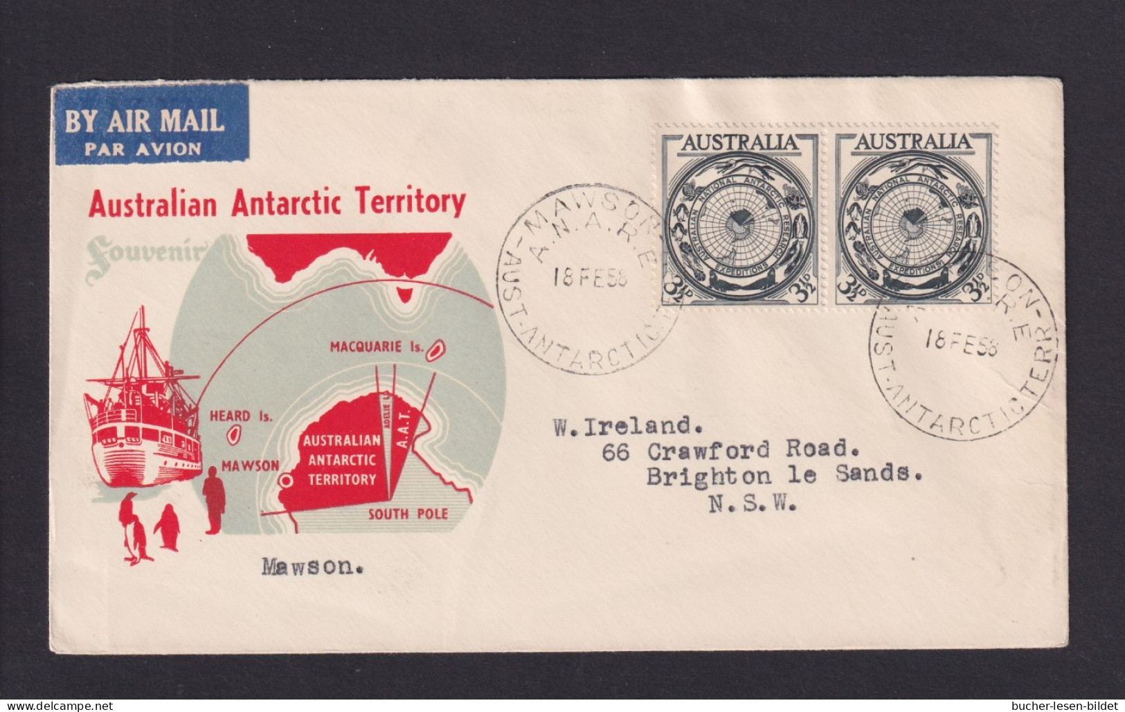 1955 - 2x 3 1/2 P. Auf Brief Ab MAWSON Nach NSW - Other & Unclassified