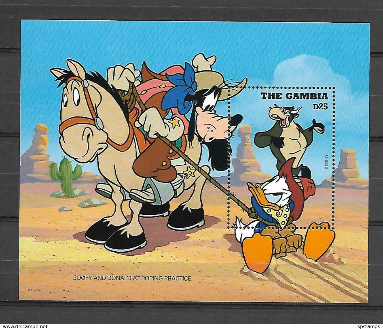 Disney Gambia 1995 Goofy And Donald At Roping Practice MS MNH - Disney