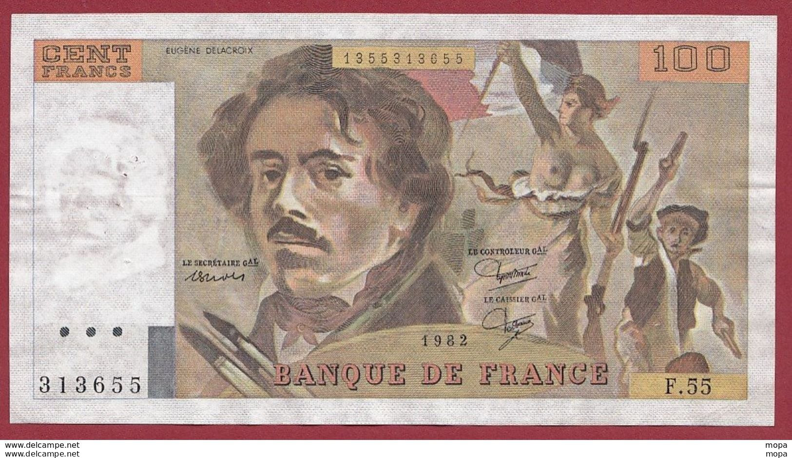 100 Francs "Delacroix" 1982 --F/TTB+--Série -F.55--(10) - 100 F 1978-1995 ''Delacroix''