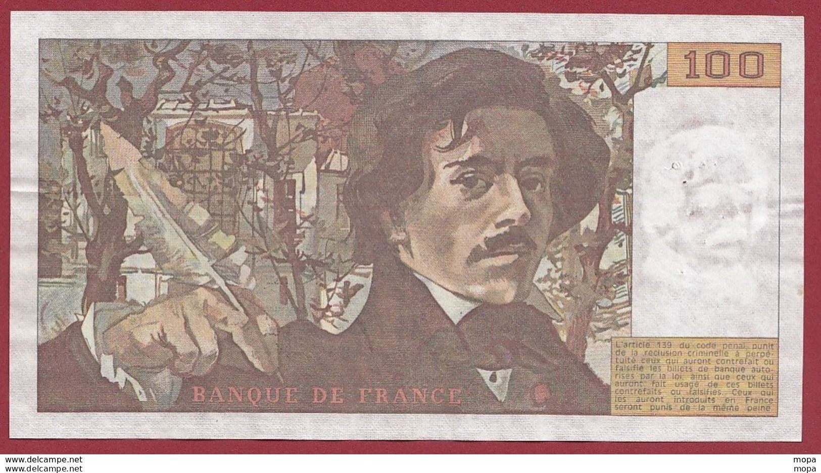 100 Francs "Delacroix" 1982 --F/TTB+--Série -F.55--(10) - 100 F 1978-1995 ''Delacroix''