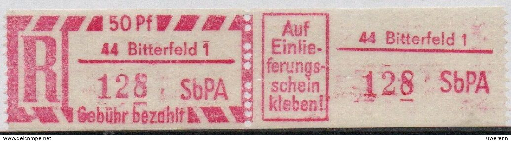 DDR Einschreibemarke Bitterfeld SbPA Postfrisch, EM2B-44-1I(2) RU (b) Zh - Etiquetas De Certificado