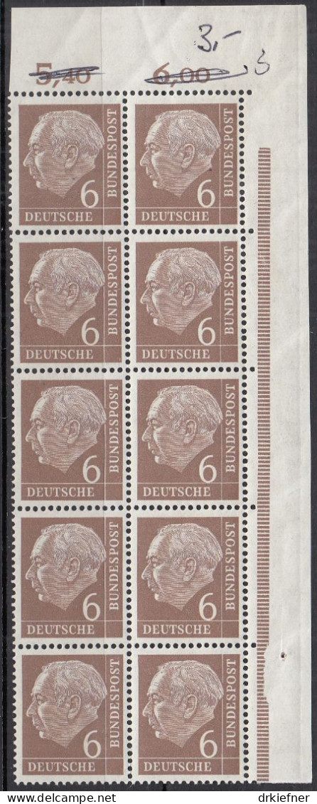 BRD  180 X W V/180 X W V, 10erEinheit Mit OR, Postfrisch **, Heuss, 1954 - Nuevos