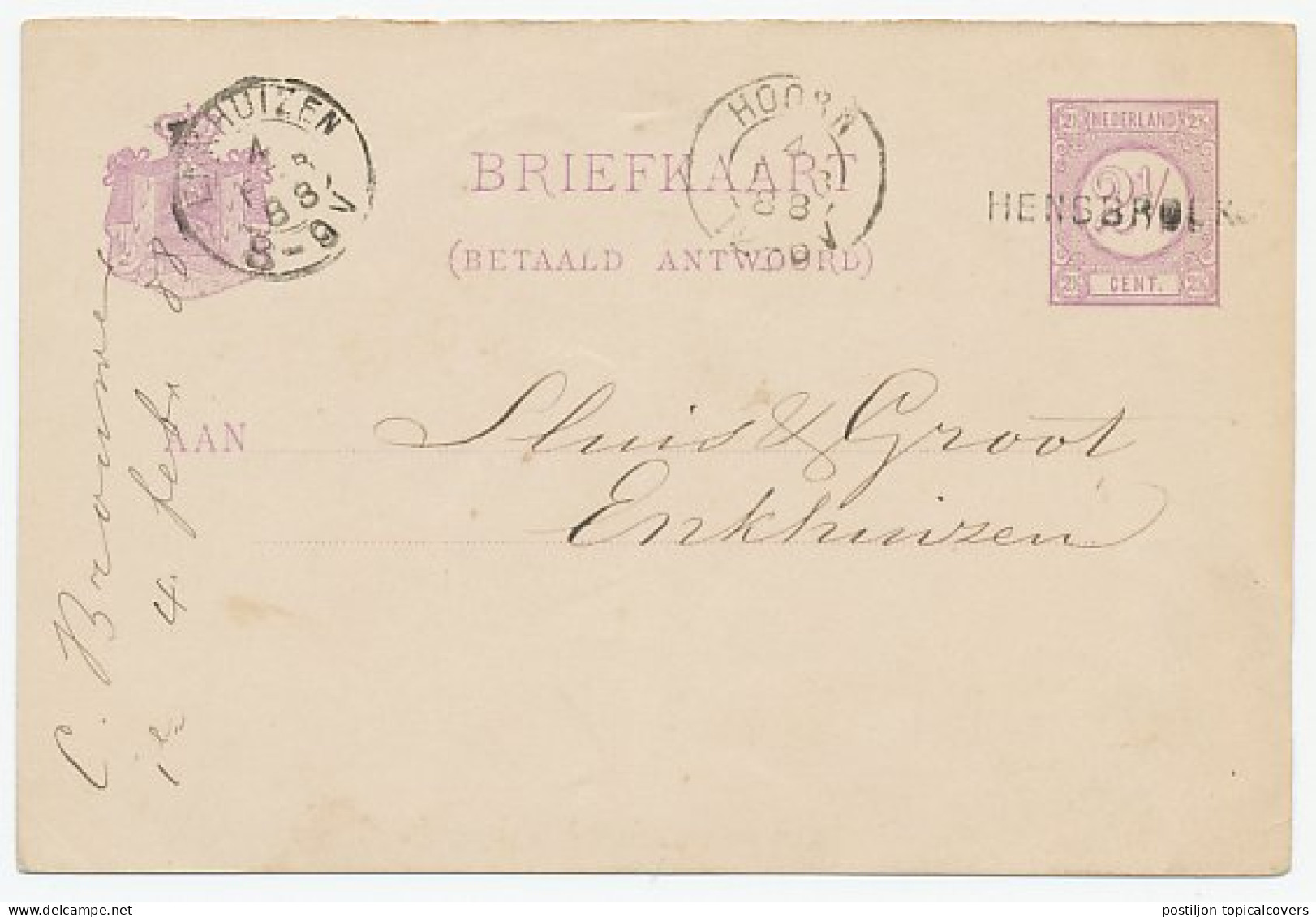 Naamstempel Hensbroek 1888 - Cartas & Documentos