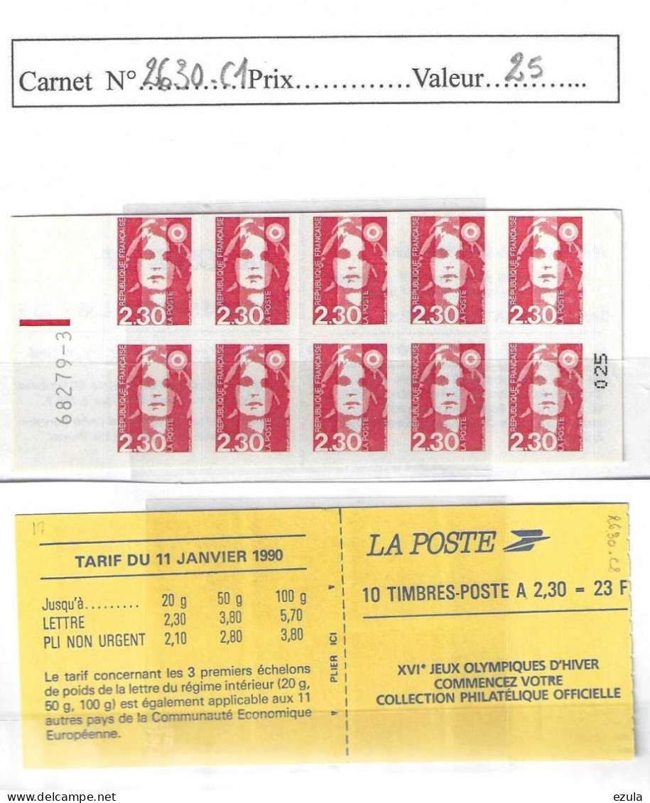 Carnet N° 2630 C 1 Valeur 25 - R. E. + N° -  Coupe Supérieur Courte - Beau Lot - Sonstige & Ohne Zuordnung