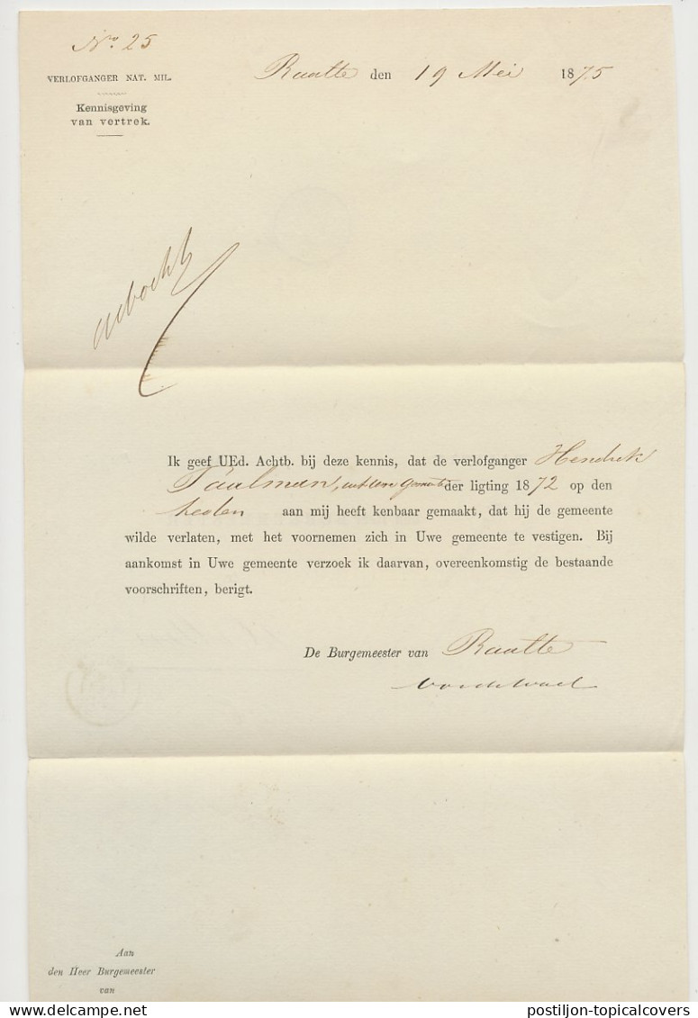 Naamstempel Raalte 1875 - Cartas & Documentos