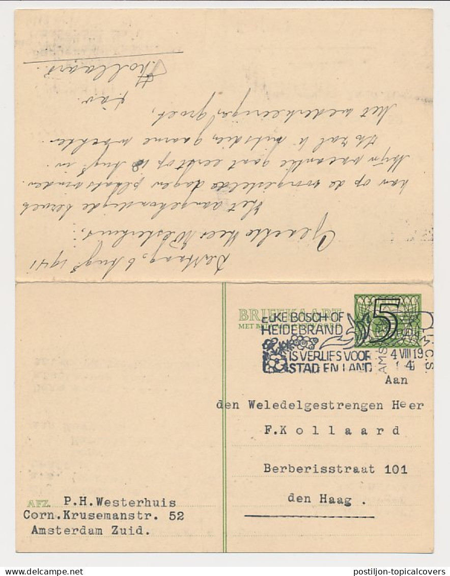 Briefkaart G. 265Amsterdam - Den Haag 1941 V.v. - Interi Postali