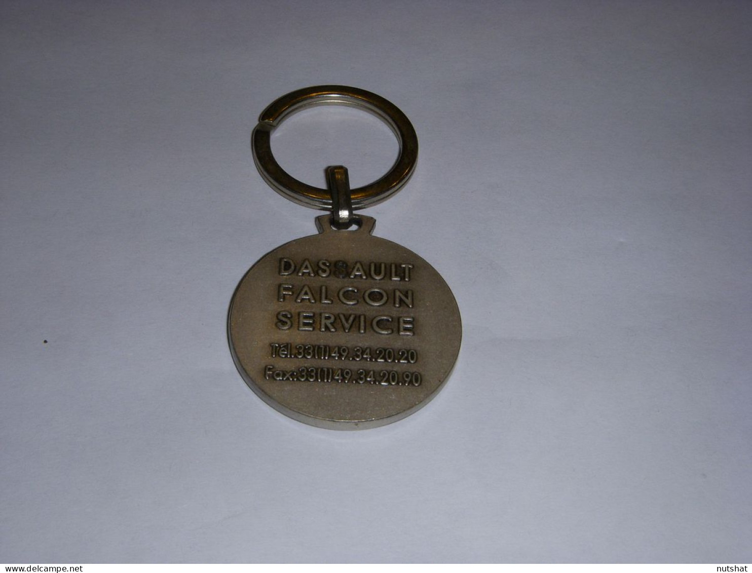 PORTE CLEFS 10 ANNEAU AVIATION EUROPE FALCON SERVICE ROND ARGENT METAL           - Key-rings