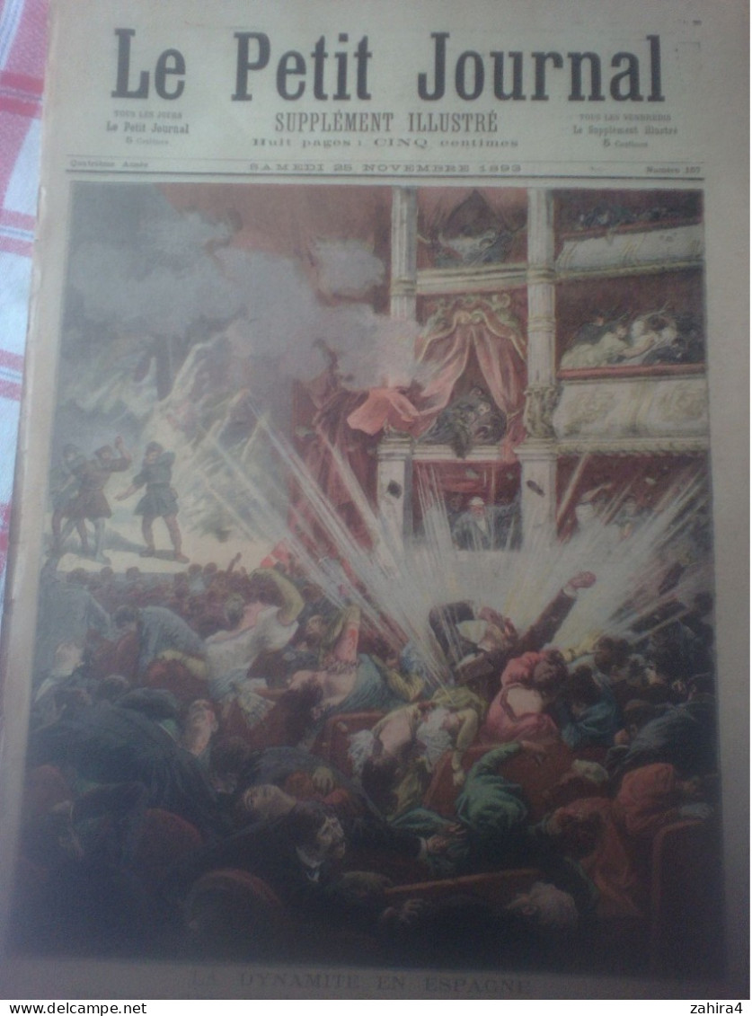 Le Petit Journal 157 Attentat Au Théâtre Liceo à Barcelone Catastrophe Santander Scaphandre Partition Dahomien Chedingen - Riviste - Ante 1900