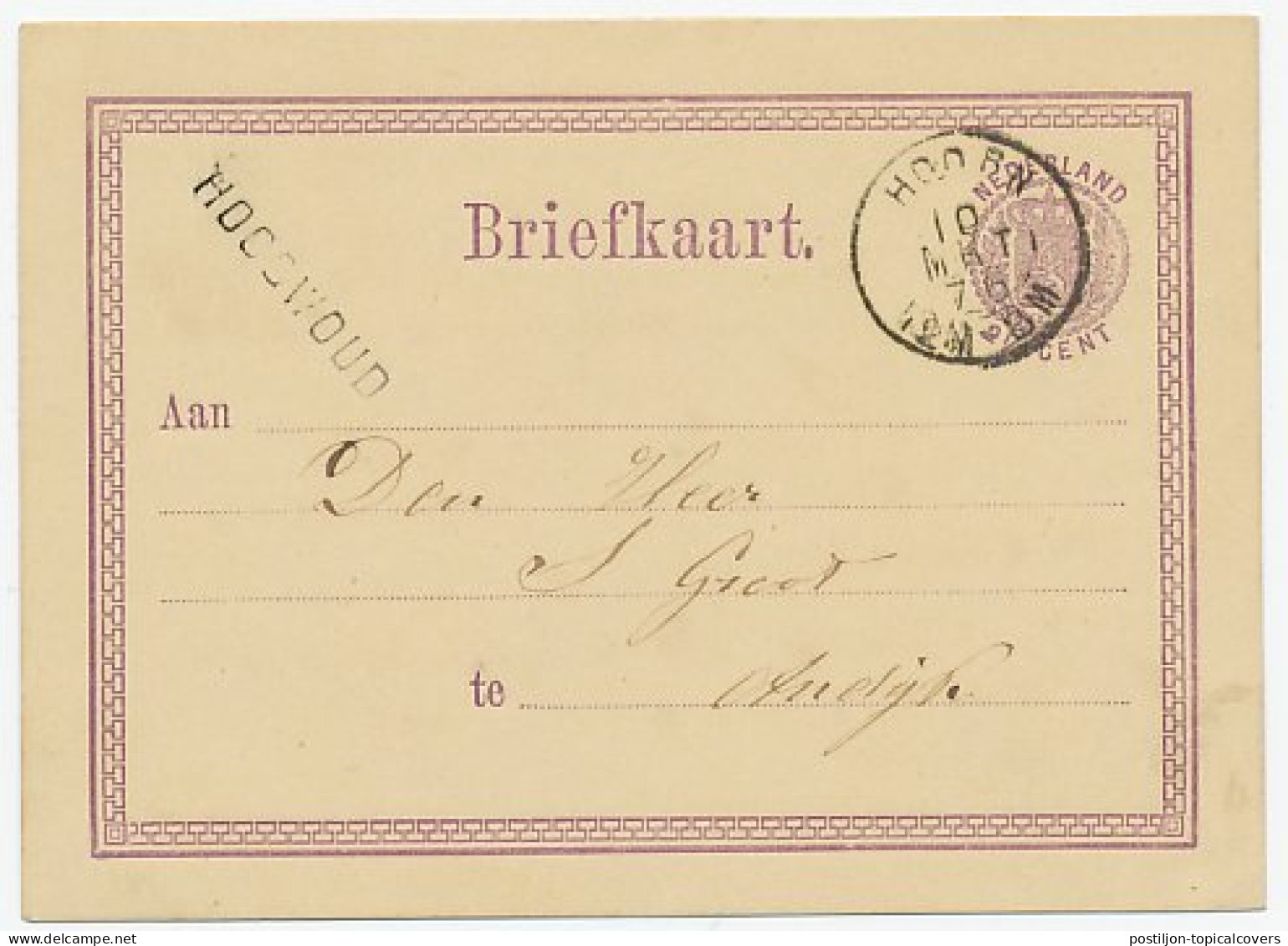 Naamstempel Hoogwoud 1876 - Cartas & Documentos