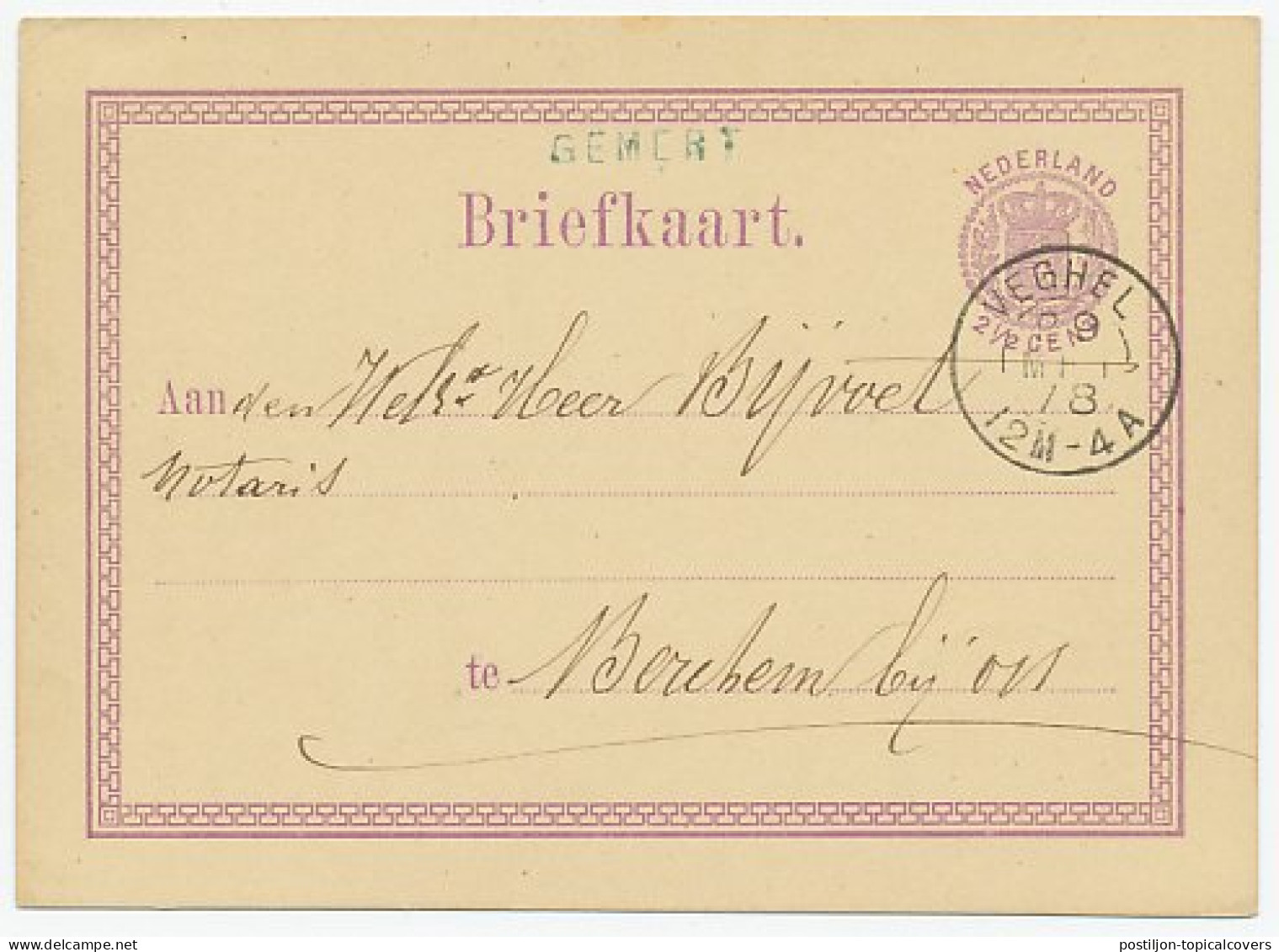 Naamstempel Gemert 1878 - Cartas & Documentos