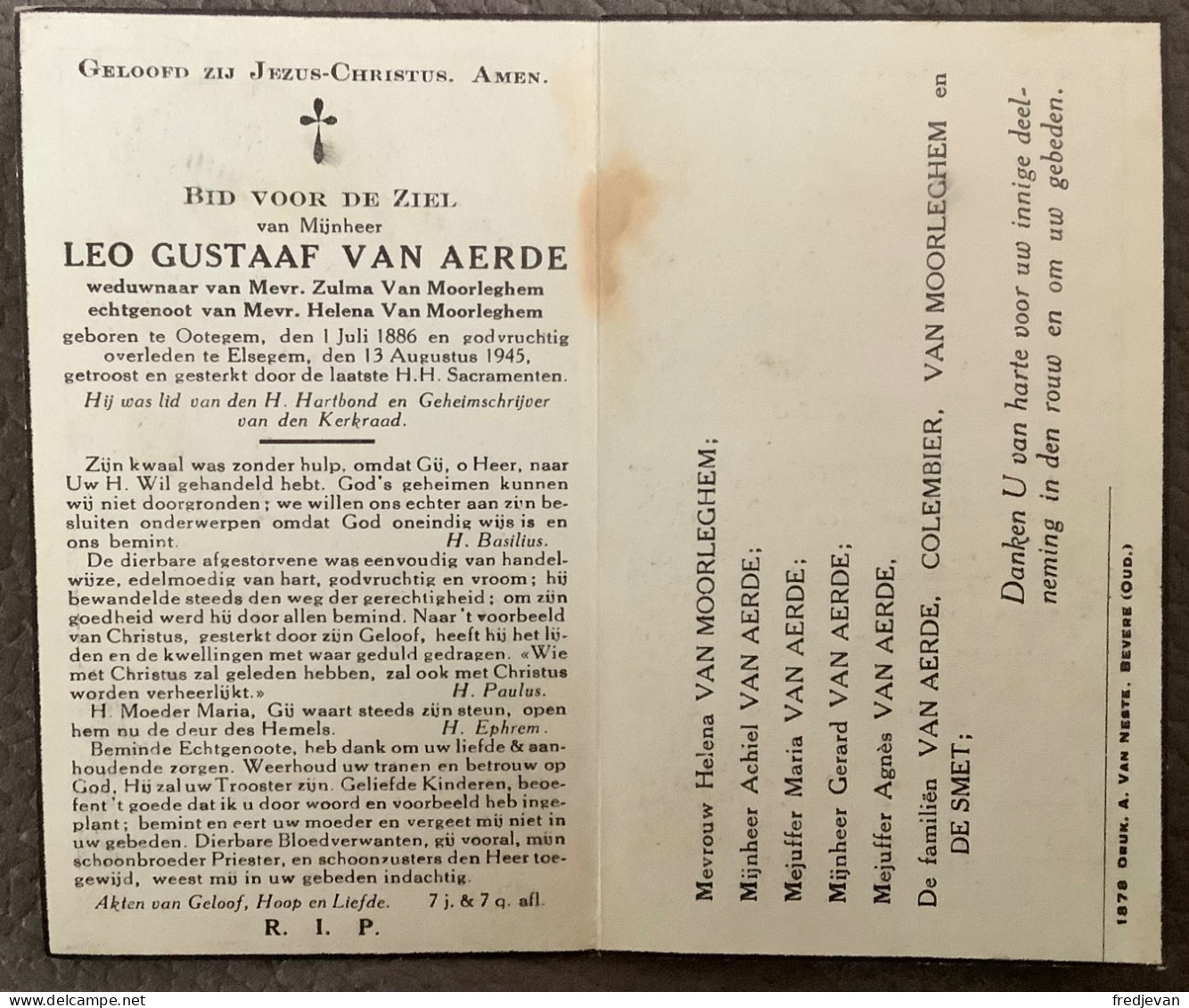 Leo Gustaaf Van Aerde - Ootegem - 1886 / 1945 - Imágenes Religiosas