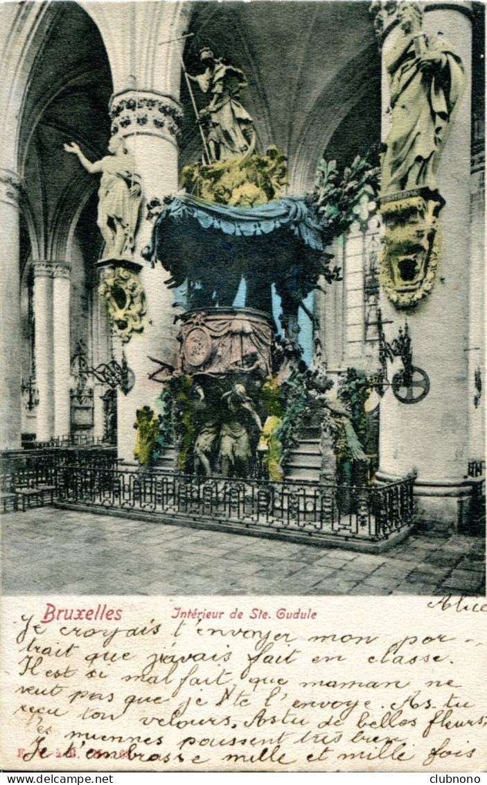 CPA - BRUXELLES -  INTERIEUR DE SAINTE-GUDULE (COLORISE) - Monumenti, Edifici