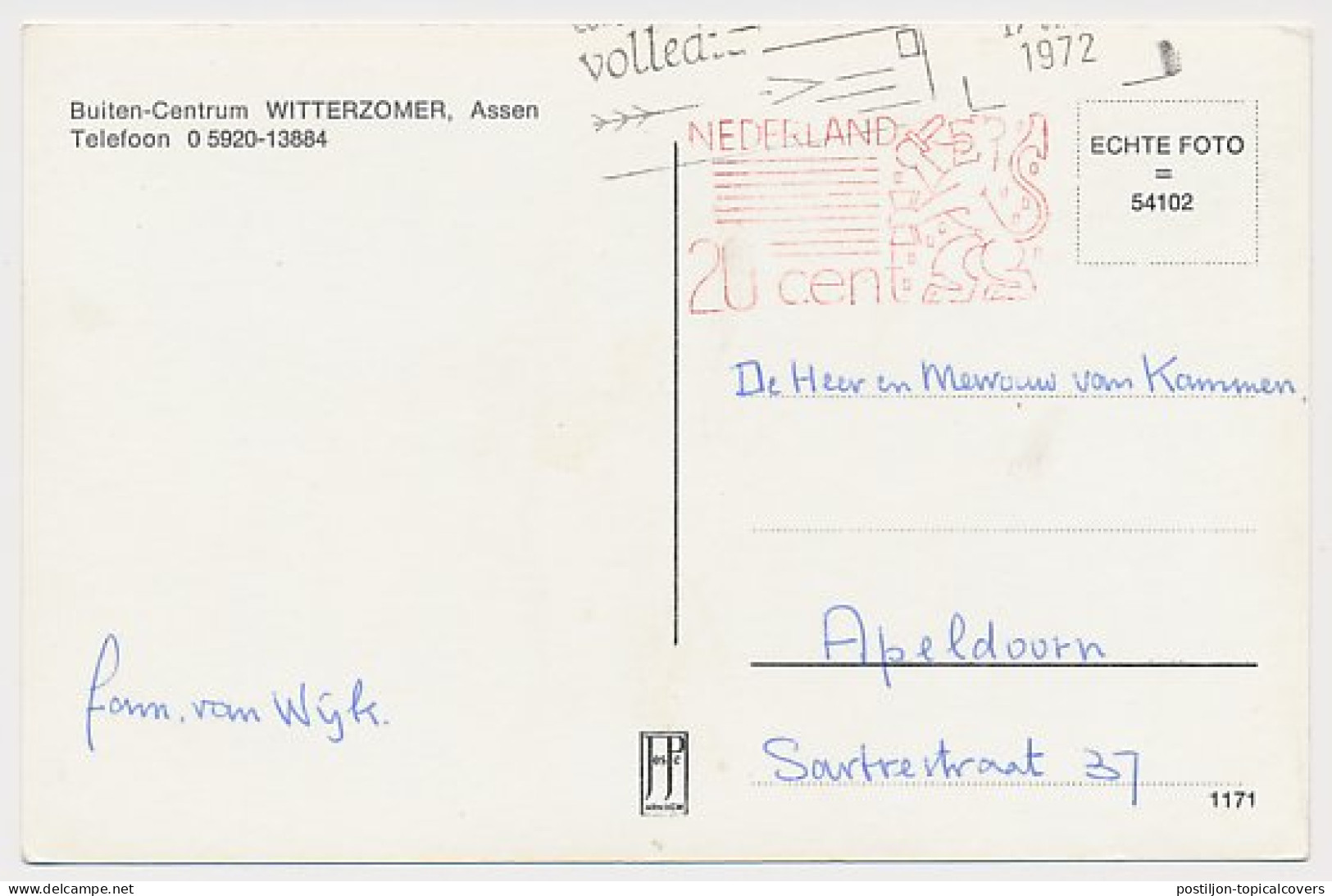 Prentbriefkaart Geuzendam PP72-1 - Baarfrankering Witterzomer - Interi Postali